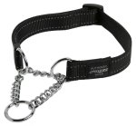 Rogz Utility Medium 16MM Snake Obedience Half-check Dog Collar Reflective Different Colours - Black