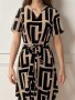 Geo Print Notched Neck Dress Elegant Short Sleeve Belted Dress For Spring & Summer Women's Clothing