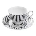 Jenna Clifford Ivory Noir Cups & Saucers - Set Of 4