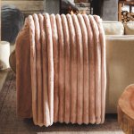 Fluted Faux Fur Blanket Dusty Pink - 200X230CM