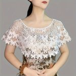 Hollow Out Lace Shawl Monochrome Pullover Cape Summer Skirt Smock Suitable For Daily Wear