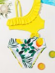 Girls 1-PIECE High Stretch & Stylish Short Raglan Sleeve Allover Fish Scales Pattern Zip Up Skirted Swimsuit For Hot Spring & Po