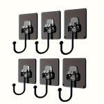6PCS Large Heavy Duty Wall Hook Self Adhesive Hanging Hook Multipurpose Coat Hat Towel Key Sundry Hook Waterproof Hanger Hook Ba