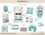 Cot Duvet Bedding Vw Van Beetle Vintage Mint Set