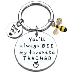 1PC Favorite Teacher Keychain - Small Bee Stainless Steel Gift For Teacher's Day Thank You & Christmas Gifts