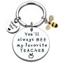 1pc Favorite Teacher Keychain - Small Bee Stainless Steel Gift For Teacher's Day Thank You & Christmas Gifts