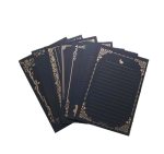 Black 80 Sheets Stationary Writing Paper 5 3 4X 8 1 4" Golden-lace Vintage Stationery Paper With Lines Letter Paper For Office H