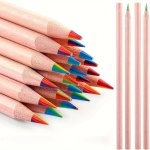 12PCS Rainbow Multicolor Wooden Pencils - Hb Water Soluble Personalized 7-IN-1 Color Lead Ideal For Art Drawing Coloring - Suita