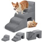 Ulafbwur Dog Stairs For Bed Dog Stairs Ramp For High Beds And Couch Curved Pet Steps For Small Dogs And Cats Pet Ramps For