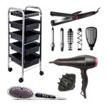 Solac - 7IN1 Hair Styler Hot Brush Hair Dryer & 5 Tier Salon Trolley