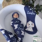 Wrap Set Swaddle Set Navy Pennygum Ellie Elephant