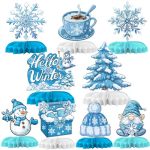 9 Pcs Winter Wonderland Party Decorations Snowflake Table Centrepiece Winter Wonderland Baby Shower Party Supplies Snowman Gnome
