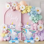 2 Pcs Large Unicorn Balloons 63.5CM Self-sealing Aluminum Film For Birthday And Summer Parties Mythical Themed Decoration Suitab
