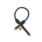Rope And Leather Collar Teal - Leather Dog Collars - Medium