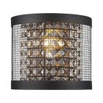 Surface Star Mesh & Crystal Wall Light - Black