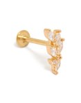 Goldair Gold Plated Surgical Steel Five Leaf Flat Back Crawler Single Flat Back Stud
