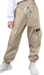 Sangtree Womens Cargo Pants Drawstring Elastic Waist Tapered Jogger Pants With Pockets For Women Khaki S