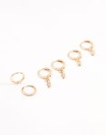 Goldair Gold Dainty & Round Cubic Zirconia Hoop Earrings 3-PACK