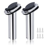 Hoffen 2 Pack Boat Stainless Steel Fishing Rod Holder Flush Mount With Pvc Cap -30 Degree 30 Degree