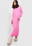 Fine Knit Roll Neck Knitted Midaxi Dress - Pink
