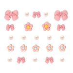 Resin Pink Bow Shoe Charms Cute Flower Clog Sandals Accessories - 22 Piece