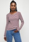 90S Long Sleeve Tee - Silver Marle bordeaux Stripe