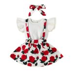 Matching White Rose Suspender Skirt And Headband Set 2-3Y