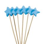 Stars On Stick Blue Glitter Pack Of 6