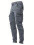 Men's Casual Multi Pocket Jeans Chic Street Style High Stretch Cargo Denim Pants