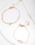 Goldair Gold Pearl Friendship Anklet Bracelet Pack
