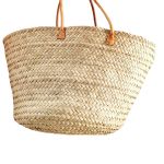 Market Basket With Short Tan Leather Handles