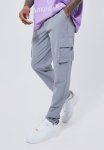 Elastic Lightweight Stretch Skinny Cargo Pants - Light Grey