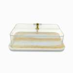 Marble Design Cake Server Brown & White