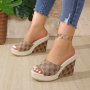 Women's Rose Pattern Sandals Platform Slip On Walking Comfort Shoes Casual Wedge Vacation Soes
