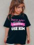 Back Off I Have A Crazy Daddy... Print Crew Neck Short Sleeve T-Shirt Versatile Pullover Tops For Girls Summer Outdoor