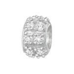 B35-C4476 - 925 Sterling Silver Cz Stones Round European Charm Bead