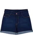Dark Denim Folded Hem Shorts - 8 9 Blue