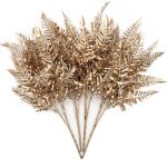 Pasyou Golden Fake Plants Artificial Flowers Decoration For Christmas Plastic Boston Grass Faux Diy Crafts Indoor Outdoor Home G