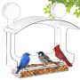 Gbekery Window Bird Feeder With Strong Adhesive Suction Cups Clear Bird Feeders For Window Viewing Acrylic Window Bird Houses For Viewing Inside Su