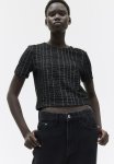 Short Boucl Top - Black checked