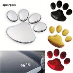 2PCS Super Cute Auto Accessories Car Stickers Cool Design Paw 3D Animal Dog Cat Footprint Decal Car Pvc Sticker Car Decal