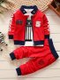 3PCS Children's Cotton Long-sleeved Suit Baby Boy Trendy Casual Zipper Coat & Round Neck T-Shirt & Trousers Set Party Clothes