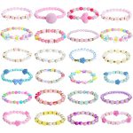 Dxhycc 24 Pieces Princess Bracelets Girls Beaded Bracelets Little Girls Costume Jewelry Set For Birthday Party Favors