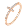 14K Rose Gold Plated Cross Ring For Women Cubic Zirconia Promise Ring 7SIZE