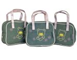 Fino Two-tone Girls Denim With Bear Embroidery 3PCS Bags Set - L. Blue