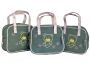 Fino Two-tone Girls Denim With Bear Embroidery 3PCS Bags Set - L. Blue