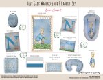Cot Duvet Bedding Blue Grey Watercolour P Rabbit Set