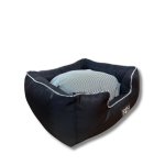 Summer Slumber Bed - Large Port Noir: Black & White Stripes With Black Base