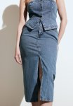 Midi Denim Skirt - Denim Blue