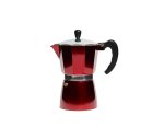 Espresso Pot 6 Cup Regent Red & Silver